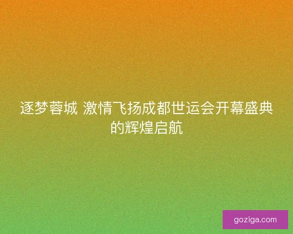 逐梦蓉城 激情飞扬成都世运会开幕盛典的辉煌启航